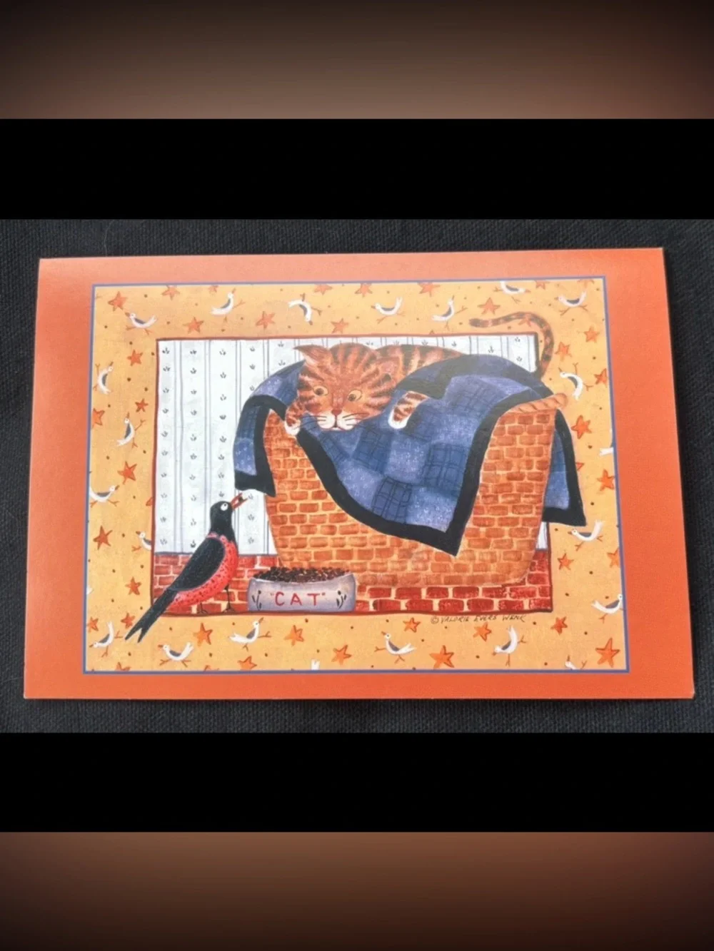 Valorie Evers Wenk The Thief Cat And Bird Blank Note Card Cute Rustic Framable